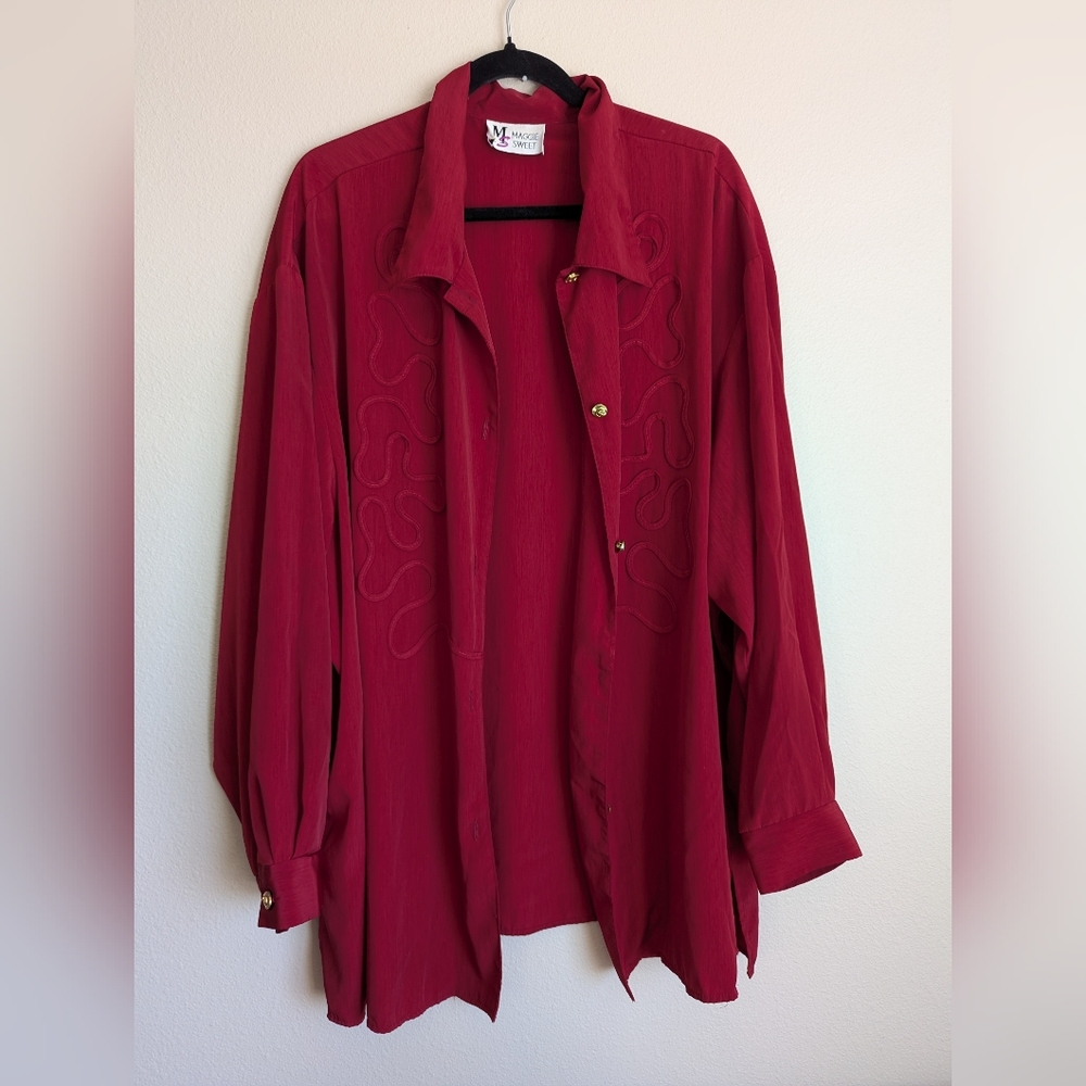 Maggie Sweet Vibrant Red Embroidered Shirt Size 4X
